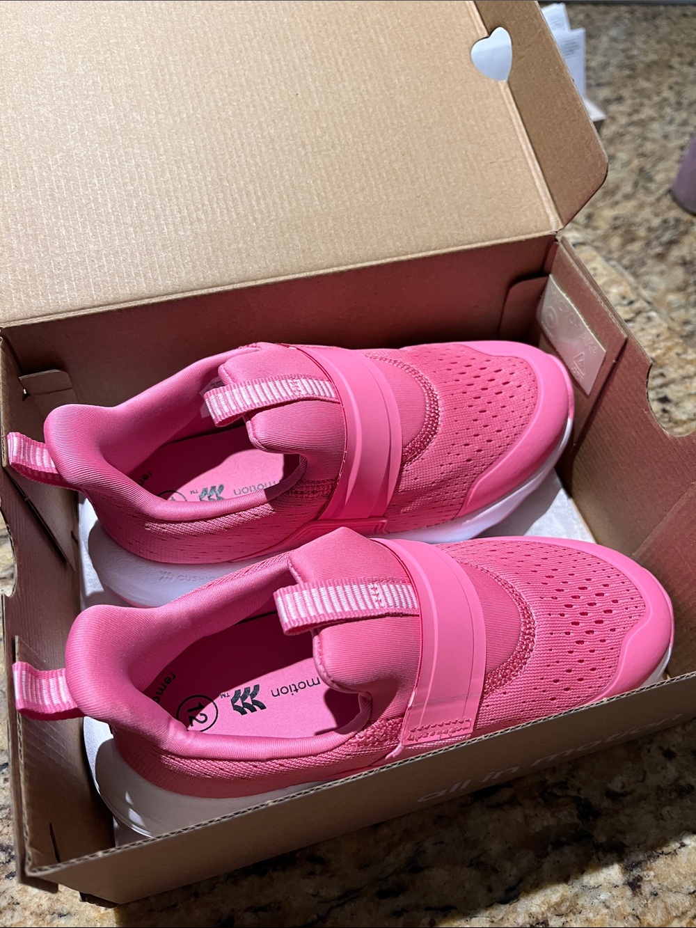 all in motion Pink Kids Slip-On Sneakers with Hook Strap